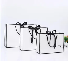 Большая черная граница белая бумажная пакет с ручкой с ручкой свадебной вечеринки подарки Bowknot JNB16005