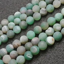 Pärlor 6-14mm runda gröna druzy drusy stripe agater för smycken tillverkar armband 15 '' handarbete diy prydnad