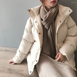 Women's Trench Coats 2022 Women's Autumn Jacket Casual Polyester Single Breasted Padded Coat Warm Femme Parkas Black Korean Style Winter