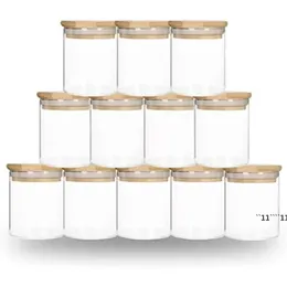 DIY Sublimation 6oz Tumbler Glass Can with Bamboo Lid Candle Jar Storage Storage Container Clear Frosted Home Kitchen Supplies JNB1594