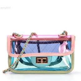 Transparent Flap Bags Luxury Brand Designer Chain Ladies Composite Shoulder Bags Diamond Lattice Clear Jelly Female Handbag