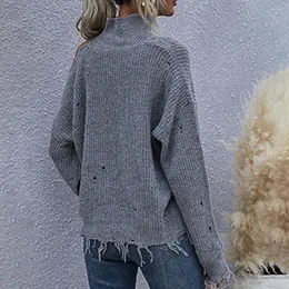 Suéteres femininos Mulheres elegantes arrancadas de tricô de tricô de malha de streetwear de malha de malha para sair para sair