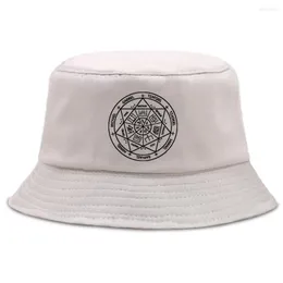 Berets Seal Of The Seven Archangels Print Ladies Hat Casual Foldable Street Bob Man Summer Unisex Cotton Sunbonnet Bucket Fishing Cap