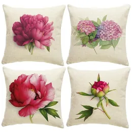 Travesseiro de travesseiro Floral Hydrangea travesseiro Rosa Pattern Cushion Cover Friend Gift Fácil de limpar Ornamento de salão