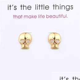 Stud Personality Skl Earrings Alloy Exquisite Gold Sier Colors Stud Womens Skeleton Charm Card Jewelry Gifts For Girls Drop D Lulubaby Dhopr