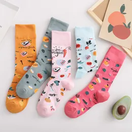 Herrstrumpor 1Pair Harajuku Style Fruit Print Women Colorful Cute Crew Happy Funny Woman Long Tube Sox