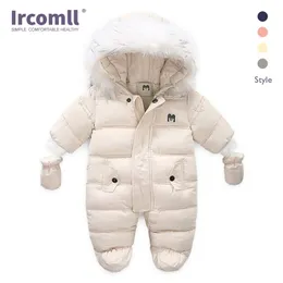 Footies Ircomll Thick Warm Infant Baby Jumpsuit Hooded Inside Fleece Boy Girl Winter Autumn Overalls Children Outerwear Kids Snowsuit 2201006