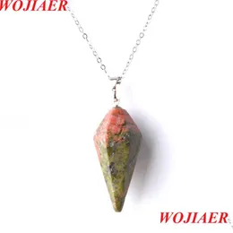 H￤nge halsband hexagonal pyramid h￤nge halsband naturlig unakit jasper p￤rla sten reiki chakra dingle p￤rlor smycken z908 lubaby dhfam