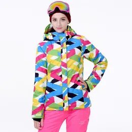화려한 스노우 슈트웨어 여자 스노우 보드 의류 겨울 방수 두꺼운 의상 야외 스키 재킷 스트랩 바지 GI236X