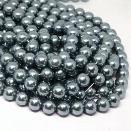 Perlen Dunkelgrau 4–14 mm Auswahlgröße, rund, Südsee-Muschelimitat, passend für DIY-Halskette, Armband, Schmuckherstellung, 15 Zoll B1618