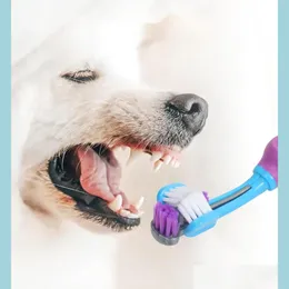 犬のグルーミング犬のグルーミングスリードペット子犬mti-ang toothbrush掃除口腔歯科用医療用品ドロップ配達2021ホームガードDHT1O