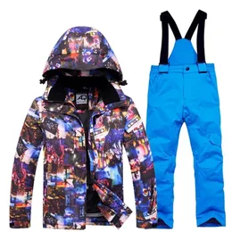 Лыжные костюмы, стильный детский термокостюм, куртка для мальчиков и девочек, комплект брюк, ветрозащитный, непромокаемый детский комплект для катания на сноуборде 220930