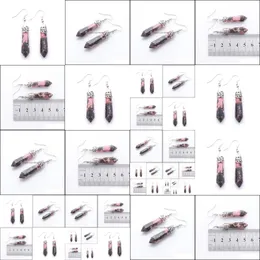 Dangle Chandelier Natural Rhodochrosite Gemstone Dangle Earrings hexagonal 뾰족한 레이키 차크라 비드 여성 보석류 FFSHOP2001 DHI8V