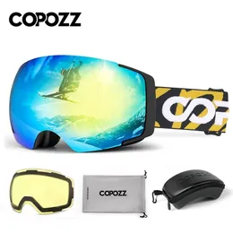 Utomhus Eyewear Copozz Magnetic Polarised Ski Goggles 2s QuickChange Lens Professional In Men Women Antifog Snowboard Glasses 220930