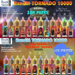 RandM Tornado 10K 10000 Puff Einweg-E-Zigaretten-Zigaretten, abnehmbar, 0 % 2 % 3 % 5 % wiederaufladbarer Akku, Airflow Control Mesh Coil, 20 ml Pods-Gerät