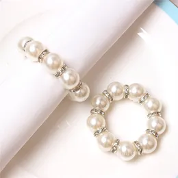 White Pearls Napkin Rings Wedding Napkins Buckle For Wedding Reception Party Table Decorations Supplies LT075