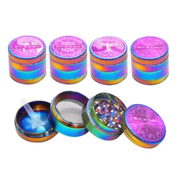 Rainbow Color Zinc Eloy Herb Grinder R￶k Tillbeh￶r Diameter 40mm 4 Piece Metal Tobakslipor R￶kning Herb Crusher