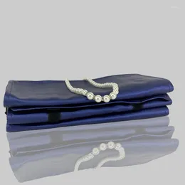 Jewelry Pouches Blue Leatherette Bracelet Holder Necklace Oraganizer Travel Roll Bag Fashion Foldable Storage Pearl