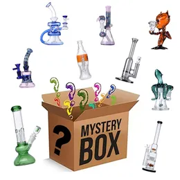 Beliebte Mystery Box Glasbongs Überraschungsbox mit Dab Rigs Multi Styles Rauchpfeifen Blindboxen Dab Rigs mit Schüssel