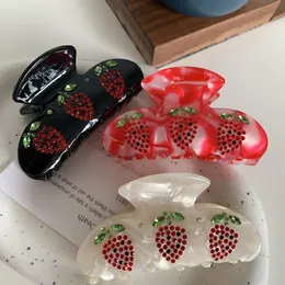Hair Clips & Barrettes Ins Hot Selling 7.8CM Fresh Fruit And Strawberry Hair Clip Claw Fashion Sweet Rhinestone Acetate Shark Clip For Woman Girls