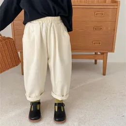 Trousers Korean style spring boys and girls solid casual pants unisex fashion loose allmatch trousers for kids clothes 2201006