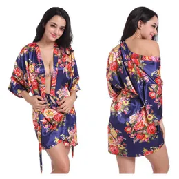 Kvinnors sömnkläder Kvinnor Floral Kimono Robe Satin Bridal Dressing Gown Bride Bridesmaid Robes Sleepwear T221006