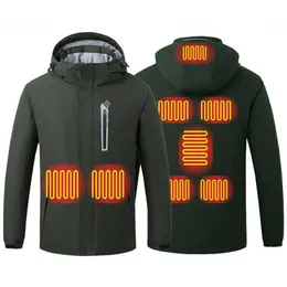 Jackets 8 Zone Heated Men Hunting Waterproof Outdoor Coat Windbreaker USB Heating Hooded Electric Clothes Y2210