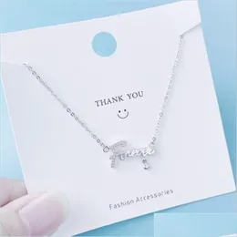 Collane con ciondolo Per sempre Lettere Collane con ciondolo 925 Sterling Sier Collana a catena con clavicola in zircone micro intarsiato Love Chok Mjfashion Dhkeo