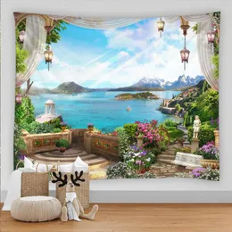 Tapestries 3D Nature Landscape Tapestry Beach Seascape Ancient Architecture Scenery Home Living Room Bedroom Asthetic Decor