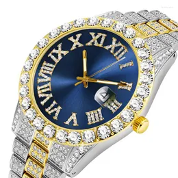 Relógios de pulso Iced Out Watch Men Luxury Full Diamond Mens Watches Bling CZ Hip Hop Homem Men's Wristwatch Relógio masculino à prova d'água