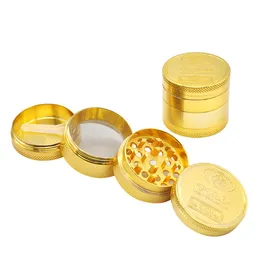 Polline Catcher Accessorio per fumo Grinder per erbe in metallo dorato Frantoio Lega di zinco Diametro 39 mm Grinders per fumo di sigaretta Mugnaio per spezie per tabacco 4 pezzi