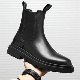 Boots Autumn Chelsea for Men Black Platform Shoes Fashion Ankle Winter Slip on Botines Mujer 220930