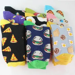 Men's Socks Fashion Food Print Unisex Harajuku Creative Happy Cartoon Pizza Egg Tart Dog Sox Men Women Funny Autumn Winter Sock