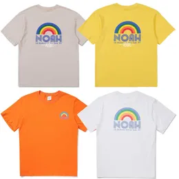 Camisetas masculinas Noah High Street Fashion Rainbow camiseta homens homens amantes letras coloridas casuais