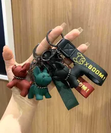 Keychains netröd stämplande läder repmetod hund harts tecknad nyckel tjurfäktning chai bilväska hänge