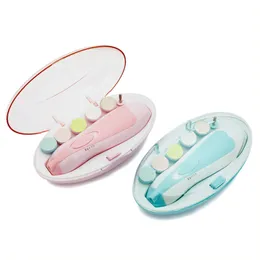 Elektrischer Nagelpflege-Polierer, babyblaues Pulver, 6-teiliges Nagelknipser-Maniküre-Set für Neugeborene, Kit 20221006 E3