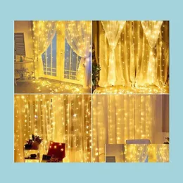 زخارف عيد الميلاد LED ICICLE String Christmas Fairy Lights Outdoor Home for Wedding Party Curtain Garden Deco Drop Dropress 2021 DHDU7