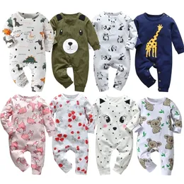 Footies born Baby Boys Girls Romper Pajamas Infant Clothing Cotton Long Sleeve Print ONeck Comfy Jumpsuit Toddler Clothes Outfits 2201006