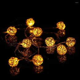 Strings Balls Light 2,5m LED Stringtakraw Rattan Rative Energy Lights Outdoor Christmas Dekoracja na przyjęcie weselne