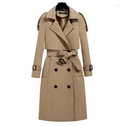Женские траншевые пальто осенние женщины двойные грудные одежды с верхним пальто