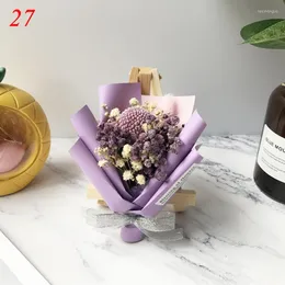 Flores decorativas 30 cores Mini Bouquet Artificial Secado Po Props Decoração de Aniversário de Casamento Destas Presentes Presentes Diy Crafts