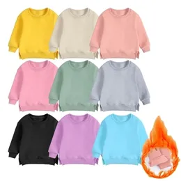 Hoodies Sweatshirts Sonbahar Kış Kış Essential Bebek Erkekler Kız Çocuk Giyim Sıcak Polar Dış Giyim Katı Sweatshirt Kids Ceket Kazak 221006