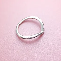 Funkelnder Wishbone-Stapelring aus 925er-Silber, Roségold, Hochzeitsschmuck für Frauen und Mädchen, mit Originalverpackung für das Pandora-Diamantring-Set mit CZ