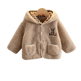 Casaco de inverno jaqueta menina menina grossa criança criança quente casaco de cashmere 05y botões de moda infantil fora roupas de alta qualidade roupas meninas 2201006