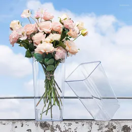 Вазы 1pc Цветочный ведро акриловый ваза очень большая прозрачная домашняя магазина украшения