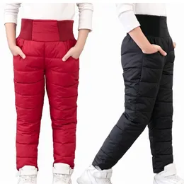 Trousers Casual Girl Boy Winter Pants Cotton Padded Thick Warm Trousers Waterproof Ski Pants 10 Years Elastic High Waisted Baby Kid Pant 2201006