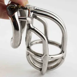 Nxy Chastity Devices Design 55mm Lunghezza Dispositivo maschio in acciaio inossidabile 2.1 "Curve Cock Cage Belt Gioco per adulti Giocattoli sessuali per uomini 220829