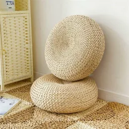 CushionDecorative Pillow 1 PCS Natural Straw Round Pouf Tatami Floor S瞑想ヨガマットチェアJapanesestyle 220930