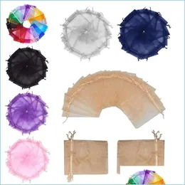 Opakowanie prezentów 100pcs Sheer Dstring organza torba przezroczyste woreczki z siatkami na prezent na cukierki Nowy rok dostawy