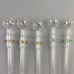 Creative 5.5inch Clear Straight Glass Pipe Pyrex Oil Burner Pipes Thick Tube Tobacco Herb Hand Spoon Pipes For Smoking